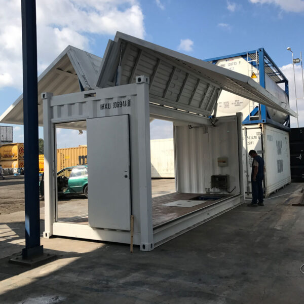 Novo contentor High Cube hidráulico com abertura lateral de 20 pés